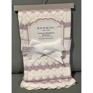 Bonbini Knit Baby Blanket Purple Chevron Pattern Bamboo Cotton Stepping Stones